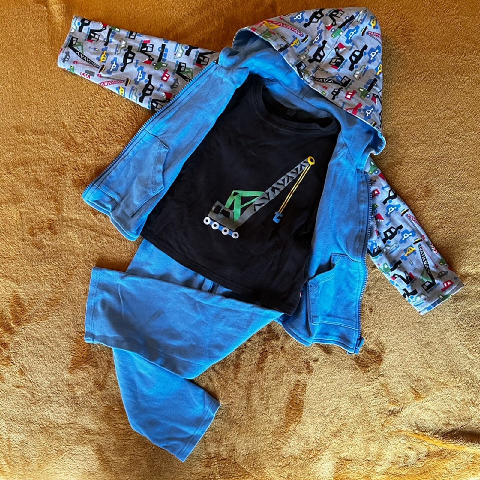 Zutano 24 Month Boys Reversible Jacket Pants Long Sleeved Shirt Matching Set